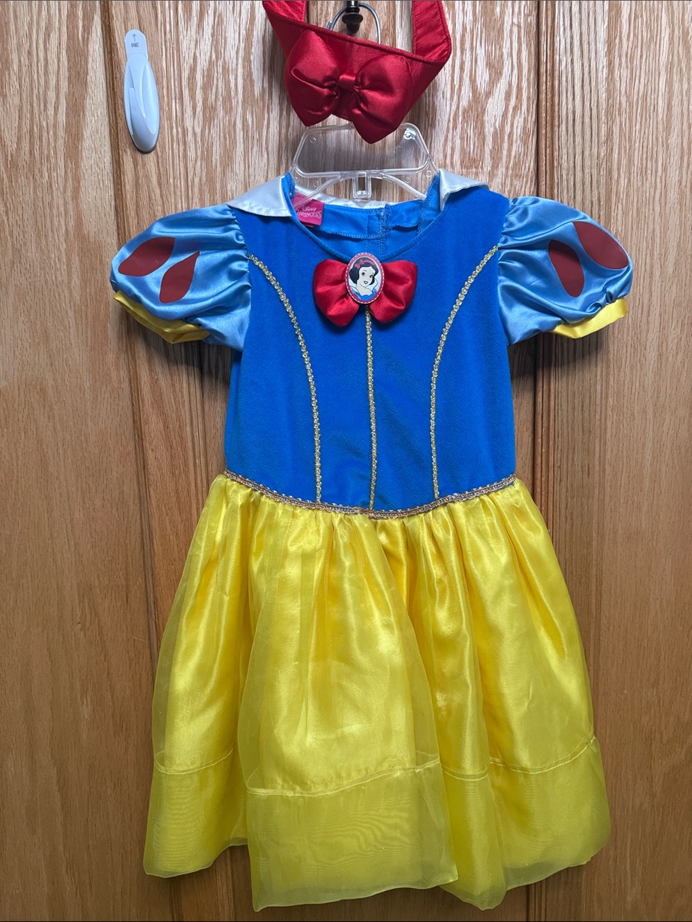 Blue and Yellow SnowWhite Princess Dress with Red Bow Headband - Kids Costume
